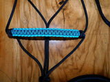 Pre made-Braided noseband halter and lead set, black/teal/turquoise Large cob