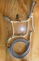 Pre made- Padded halter and lead set Beige/dark brown/beige zig zag COB