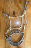 Pre made- Padded halter and lead set Beige/dark brown/beige zig zag COB