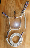 Pre made-Padded Halter and lead set beige/burgundy/navy COB