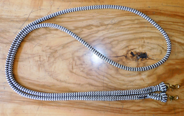 Pre made-Rope reins Dark brown/beige zig zag
