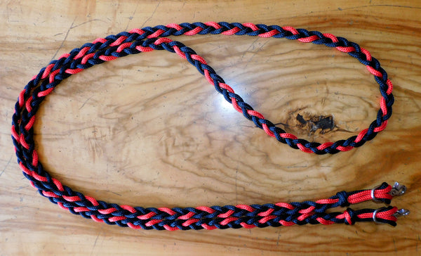 Pre made-Plaited reins Black/Red