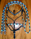 Pre made-Sliding chin riding halter/reins set black, "Apache Dream" large pony