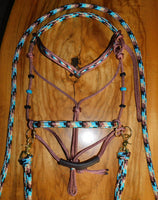 Pre made- Sliding  chin riding halter and reins set, Light brown "Apache Dream"