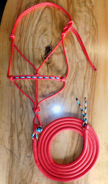 Pre made- Inset halter and toggle on lead set red, large cob