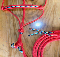 Pre made- Inset halter and toggle on lead set red, large cob