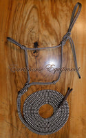 Standard nose Training halter and 12ft lead set, Dark brown/beige zig zag Marine rope