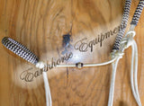 Pre made- Padded halter and lead set Beige/dark brown/beige zig zag COB