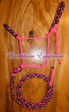 Padded halter and 2 mt lead set hot pink with "Desert Rose"padding/lead