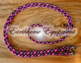 Equestrian rope reins "Desert Rose", stainless steel or brass clips  you choose length