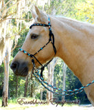 Pre made-Sliding chin riding halter/reins set black, "Apache Dream" large pony