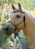 Pre made-Sliding chin riding halter/reins set black, "Apache Dream" large pony