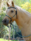 Pre made-Sliding chin riding halter/reins set black, "Apache Dream" large pony