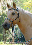 Pre made-Sliding chin riding halter/reins set black, "Apache Dream" large pony