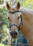 Pre made-Sliding chin riding halter/reins set black, "Apache Dream" large pony