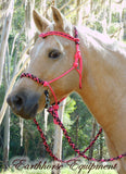 Sliding chin riding halter and reins set, V brow, Hot pink with "Desert Rose"
