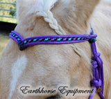Pre made-Sliding chin riding halter/reins set Purple with "Northern Lights"