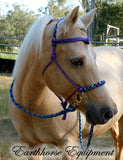 Pre made-Sliding chin riding halter/reins set Purple with "Northern Lights"