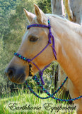 Pre made-Sliding chin riding halter/reins set Purple with "Northern Lights"