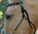 Pre made-Sliding chin riding halter/reins set black, "Apache Dream" large pony