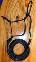 Marine rope training halter and 12ft lead set black