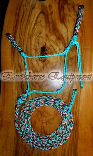 Padded halter and 12ft lead set "Arizona Sky" turquoise base.