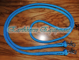 Equestrian rope reins "Cyan blue", stainless steel or brass clips, you choose length