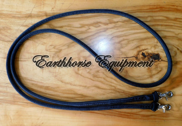 Marine rope reins "Black", stainless steel or brass clips, you choose length