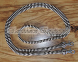 Marine rope reins "Dark brown/beige zig zag", brass or stainless steel clips, you choose length