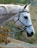 Riding halter/bitless bridle sidepull with simple chinstrap, dark brown, "Arizona Sky"