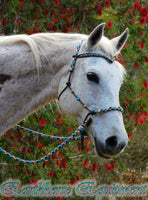 Riding halter/bitless bridle sidepull with simple chinstrap, dark brown, "Arizona Sky"