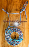 Stiff rope halter, four knot noseband with 12ft loop lead